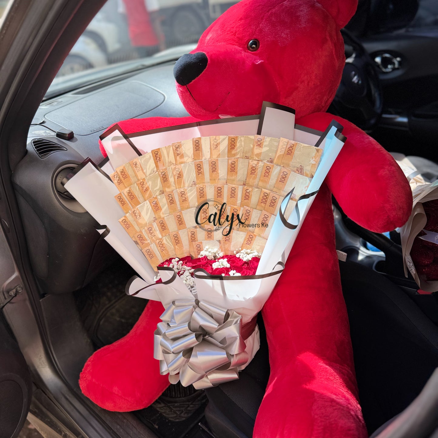 50K Money Bouquet with 120cm Red Teddy Bear