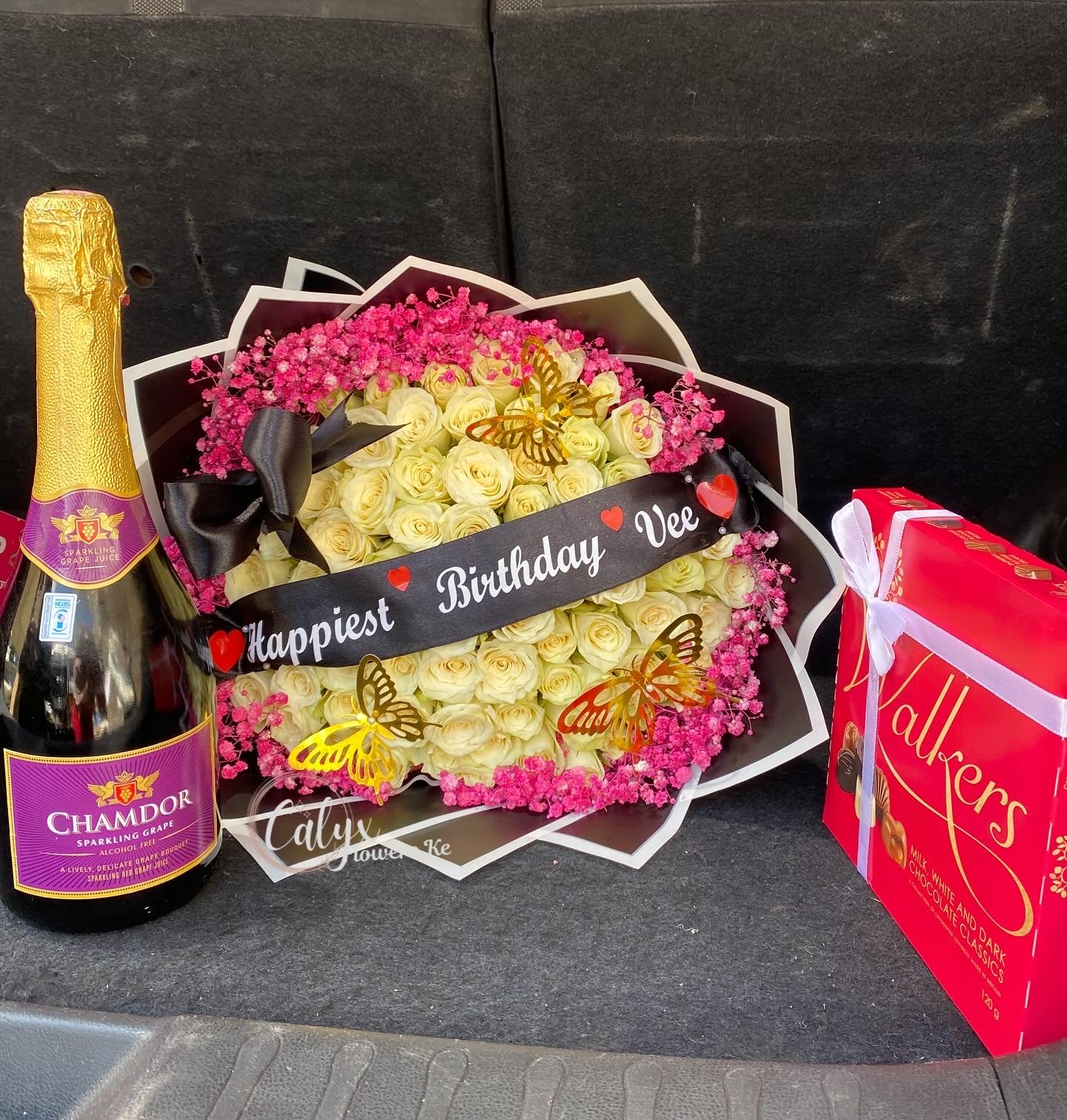 Golden White Roses Birthday Celebration Package
